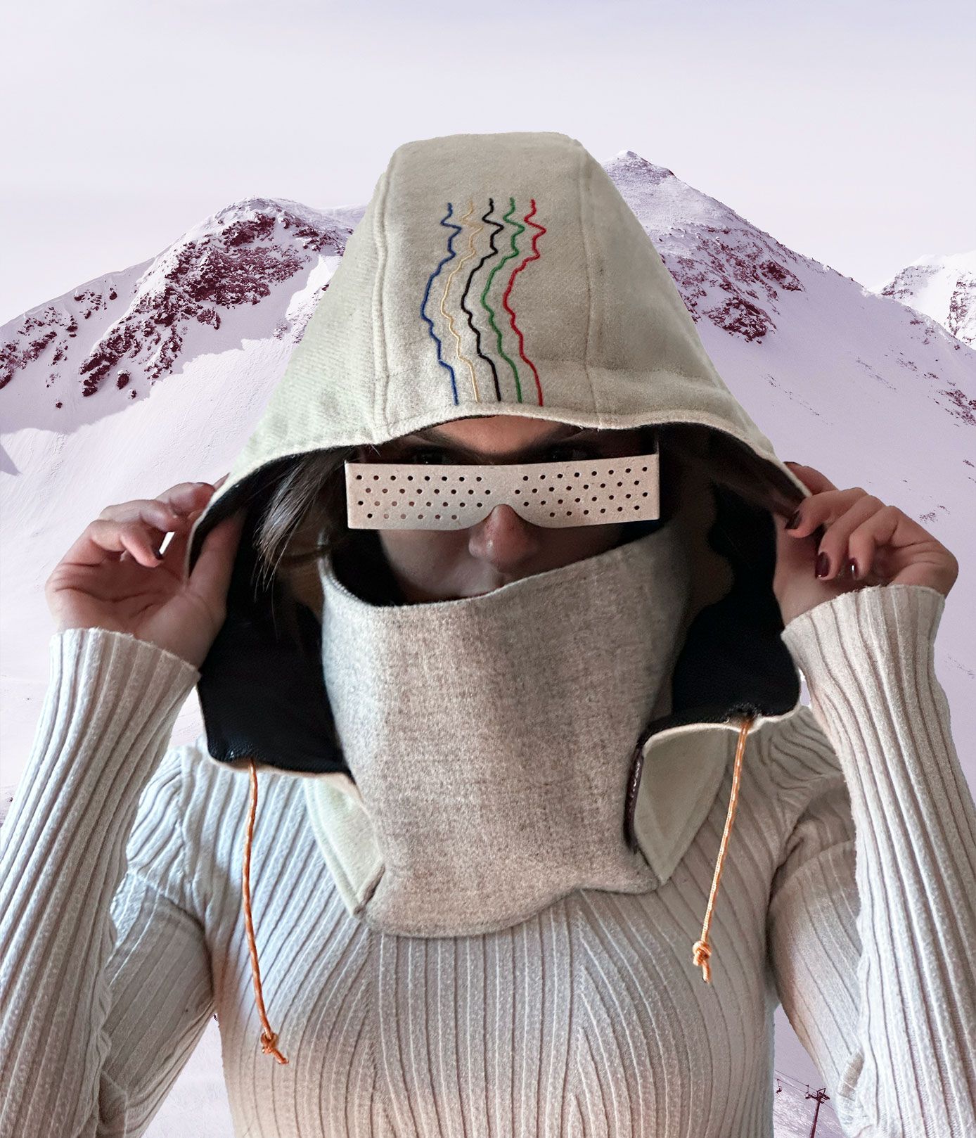 Dettagli del balaclava firmato La Stelvio shooting